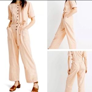 Madewell pink utility jumpsuit